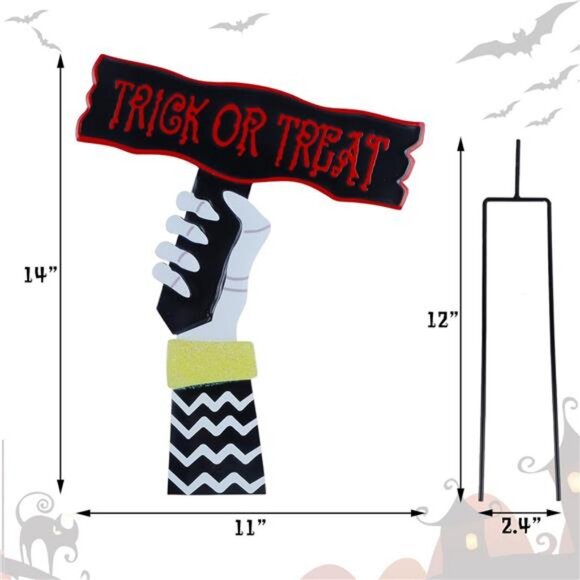 3 Pack Halloween Yard Stakes Outdoor Decorations – Scary Metal Hand Signs - Picture 2 of 7